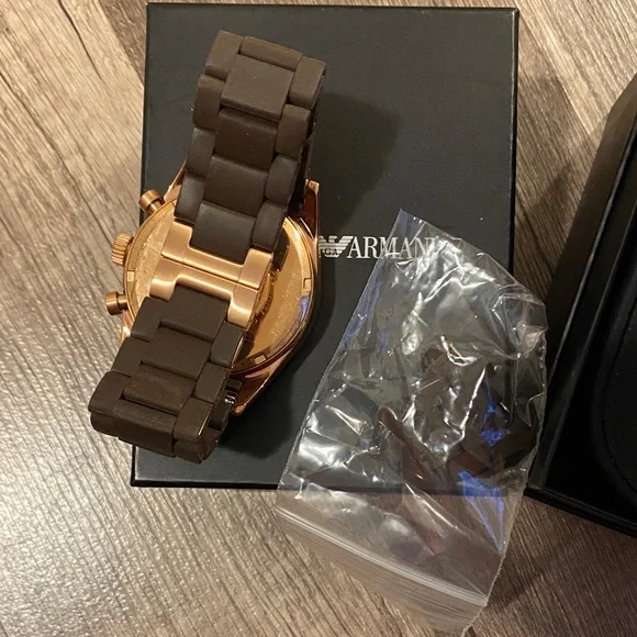 Emporio Armani Men's Elegant brown and rose Gold Chronograph Watch
